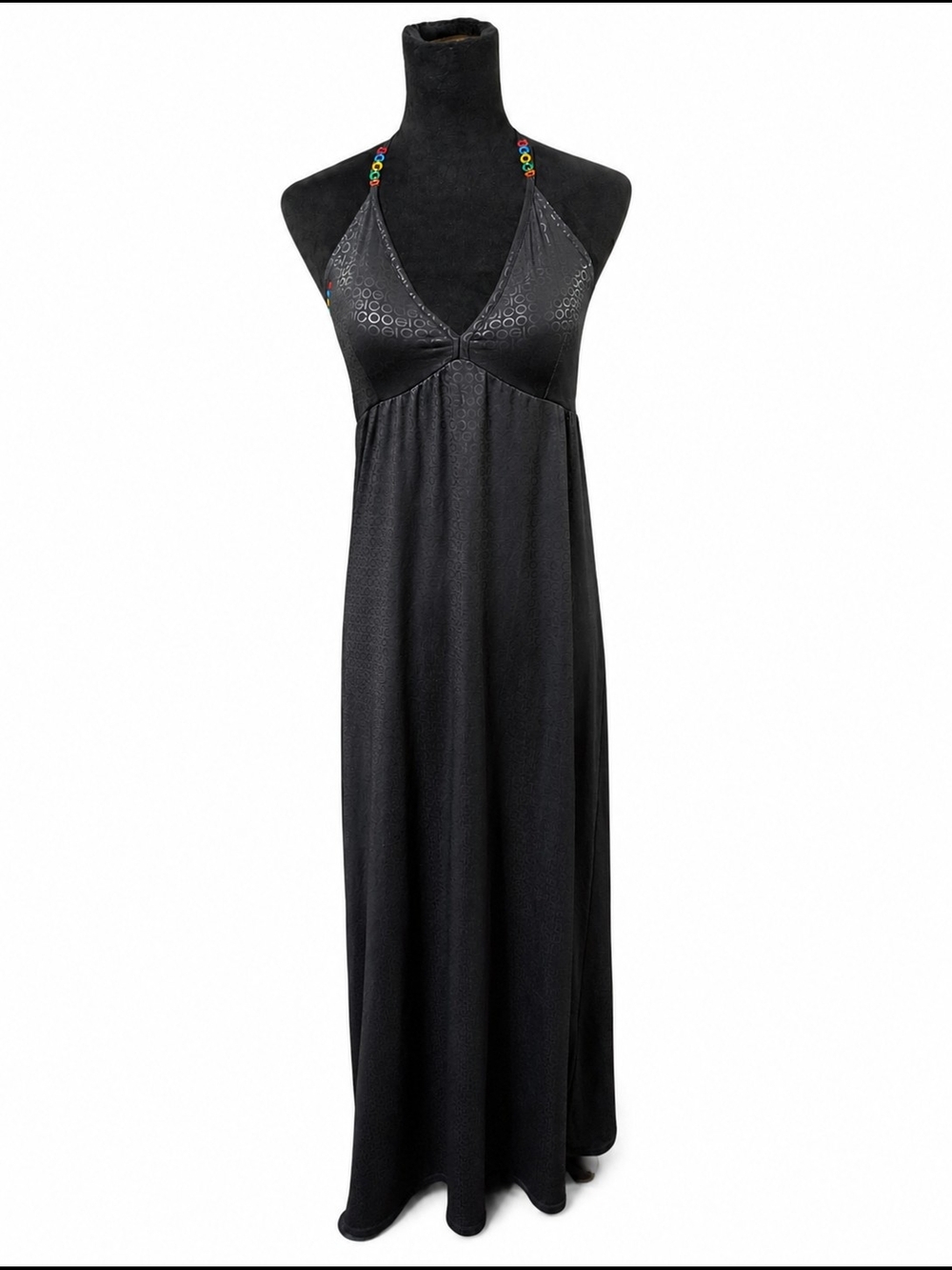 COOGI Black Maxi Halter Dress with Beaded Straps - Picture 2 of 12